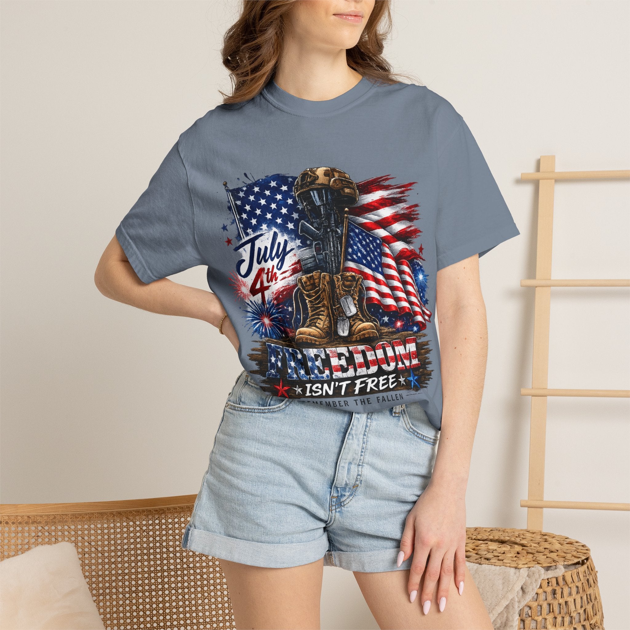 Freedom Isn't Free July 4th Flag Boots T-shirt | Patriotic Memorial Tee
