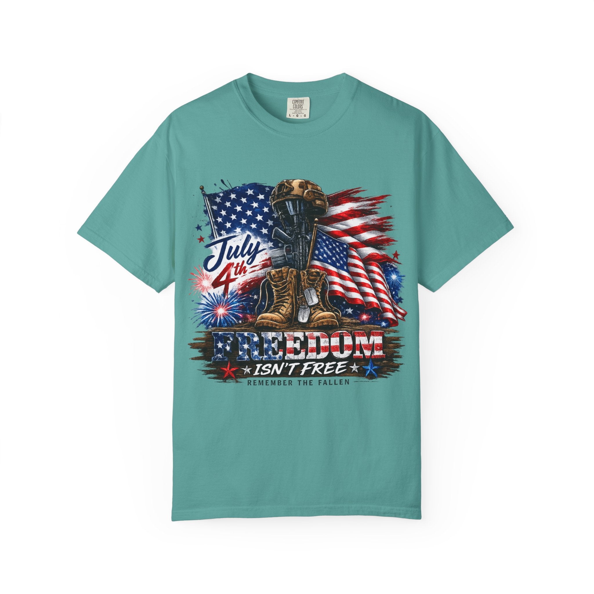 Freedom Isn't Free July 4th Flag Boots T-shirt | Patriotic Memorial Tee