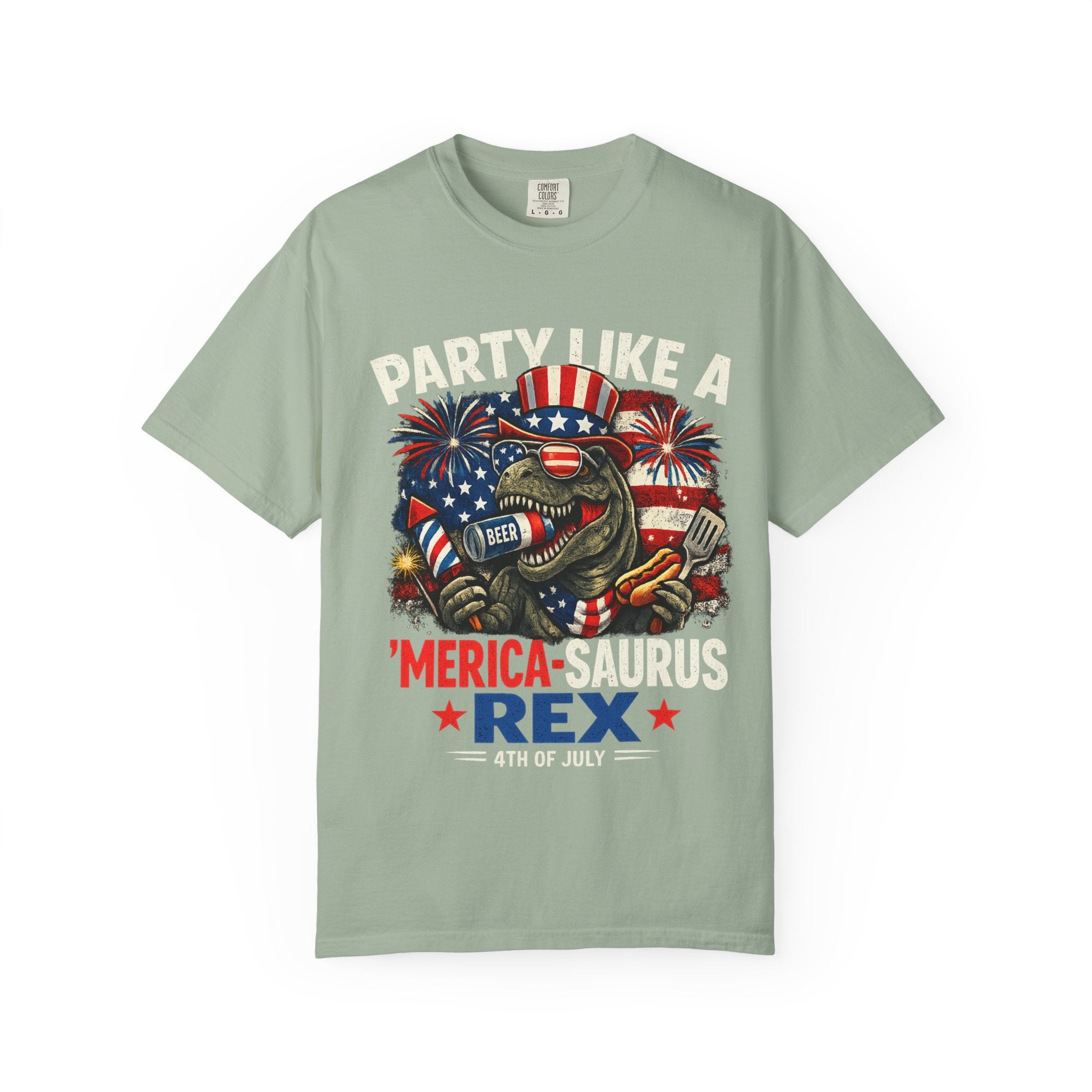 'Merica REX T-Shirt — Patriotic American Flag T-Rex Graphic Tee (Fourth of July)