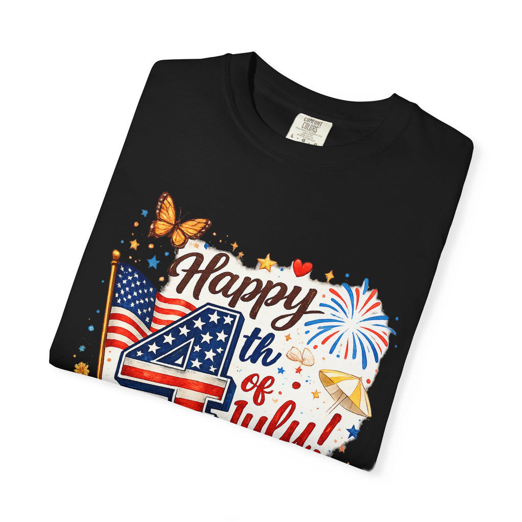 Happy 4th of July BBQ T-Shirt | USA Flag Fireworks Summer