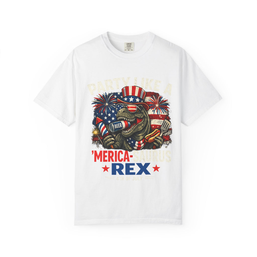 'Merica REX T-Shirt — Patriotic American Flag T-Rex Graphic Tee (Fourth of July)