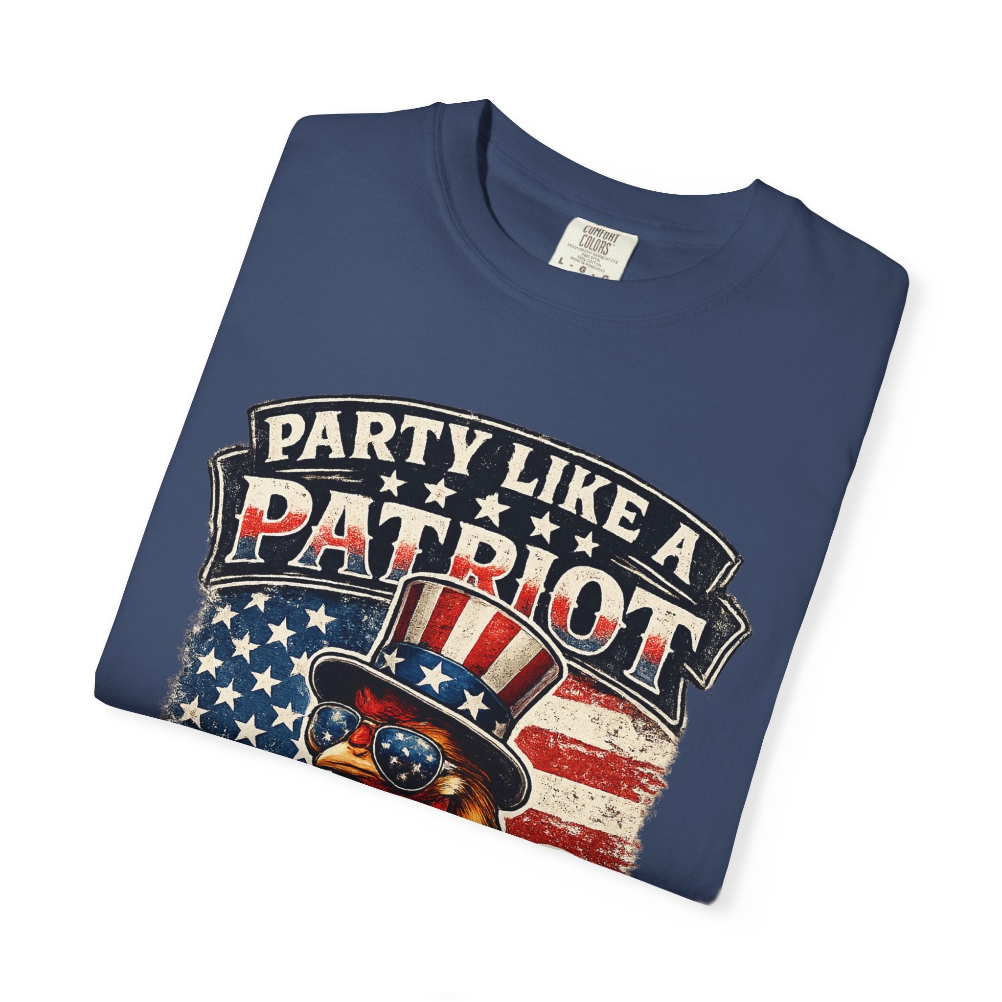 Party Like a Patriot rooster Born to Grill T-Shirt | American BBQ flag