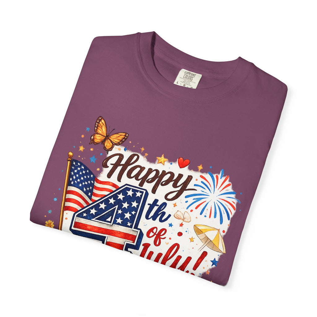 Happy 4th of July BBQ T-Shirt | USA Flag Fireworks Summer