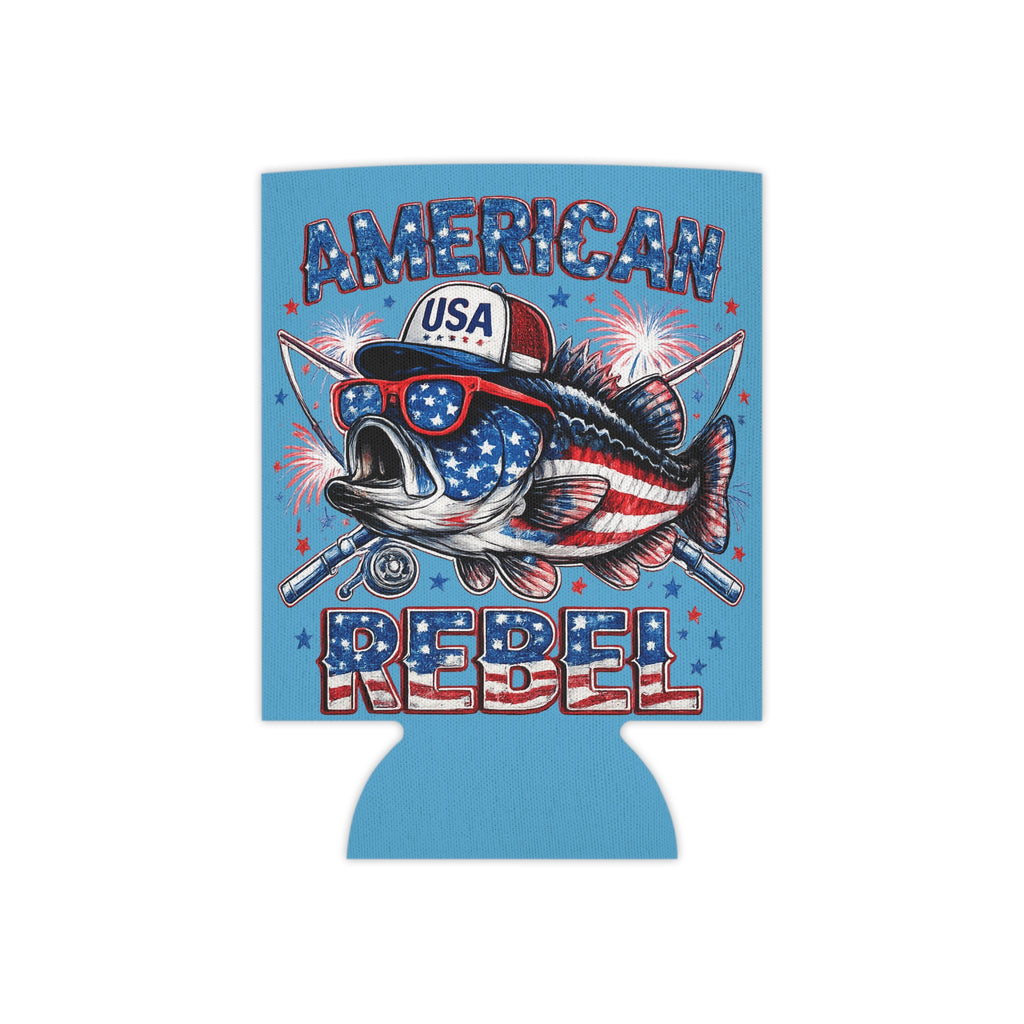 American Rebel Fish Can Cooler | Patriotic USA Fishing Koozie