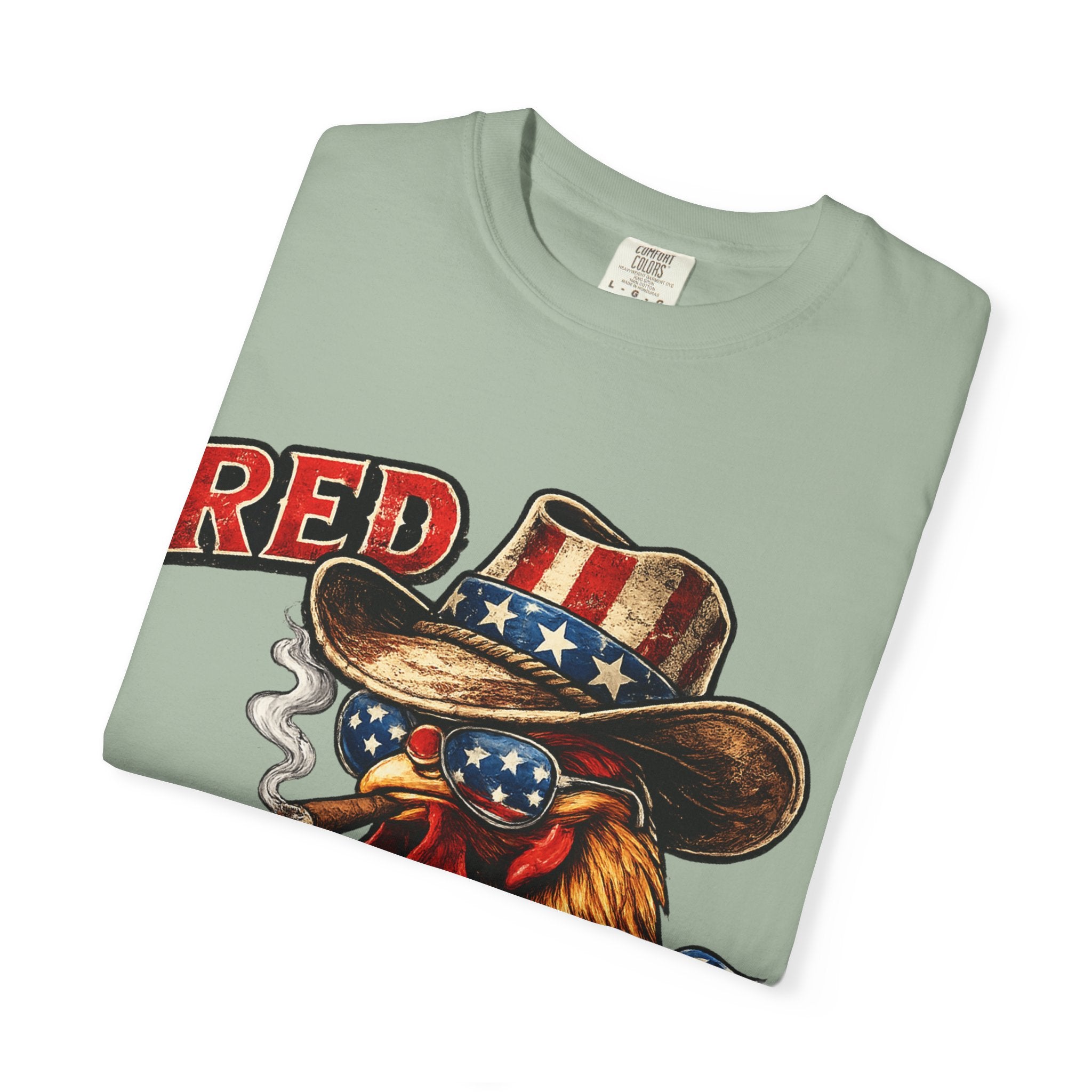 Red & Badass Rooster T-Shirt | Patriotic Cowboy Chicken Graphic