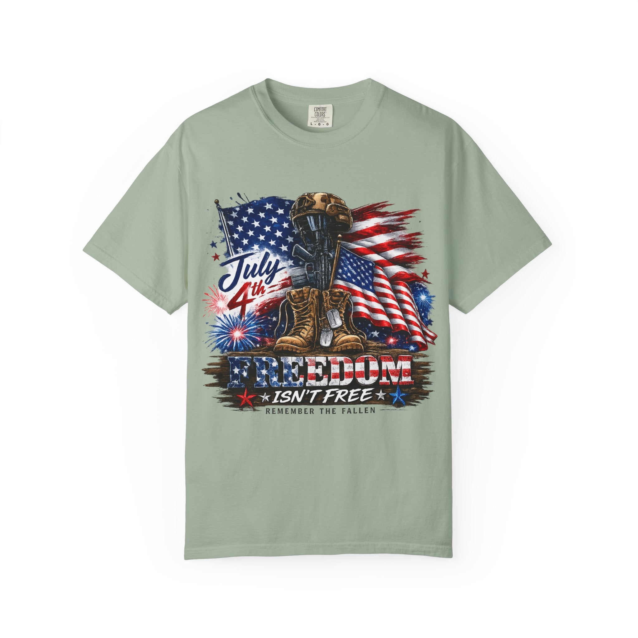 Freedom Isn't Free July 4th Flag Boots T-shirt | Patriotic Memorial Tee