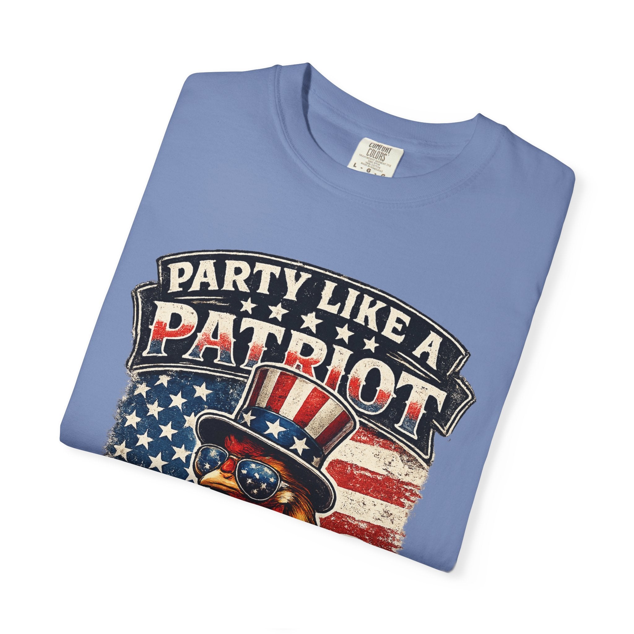 Party Like a Patriot rooster Born to Grill T-Shirt | American BBQ flag