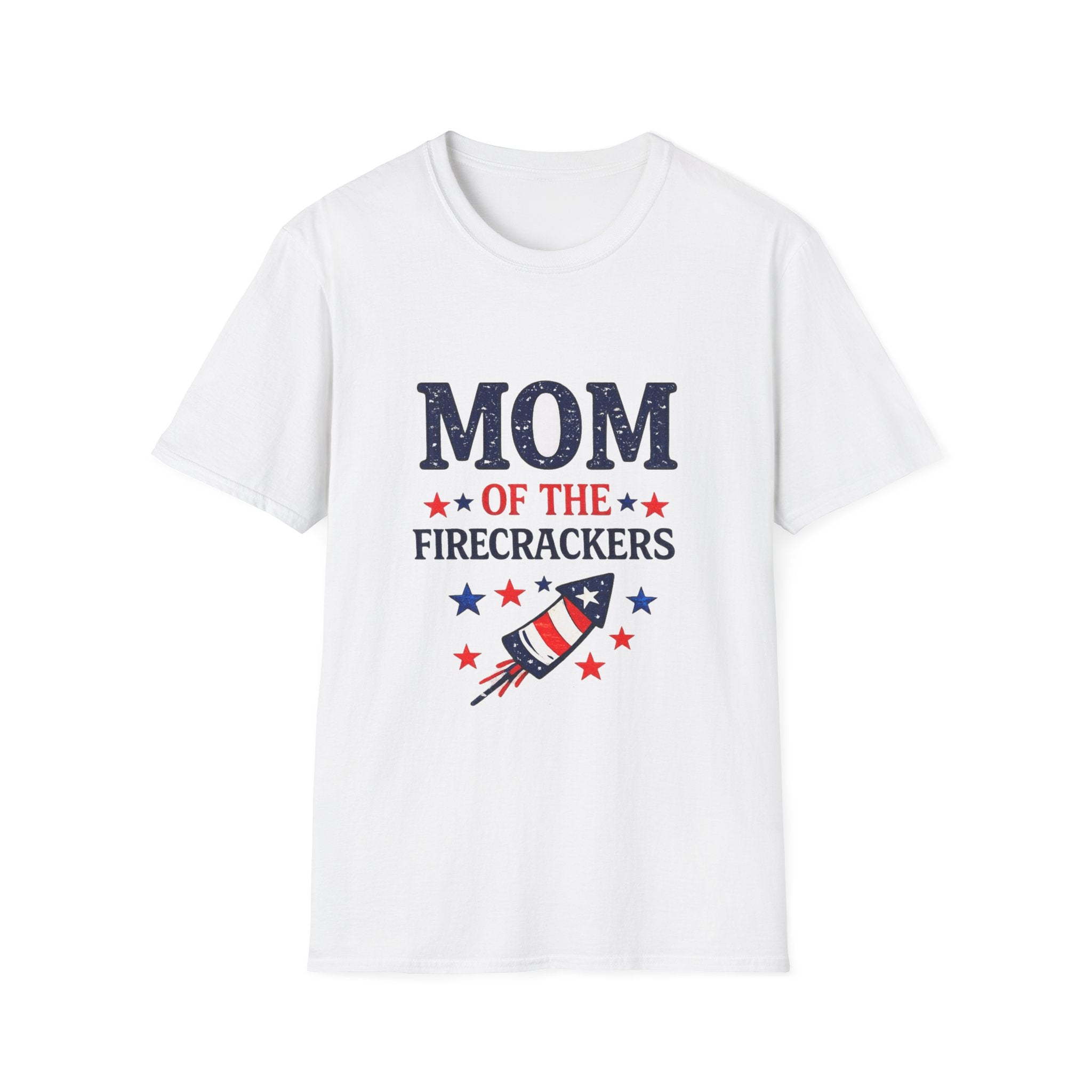 Mom of the Firecrackers T-Shirt | Patriotic 4th of July Stars Rocket