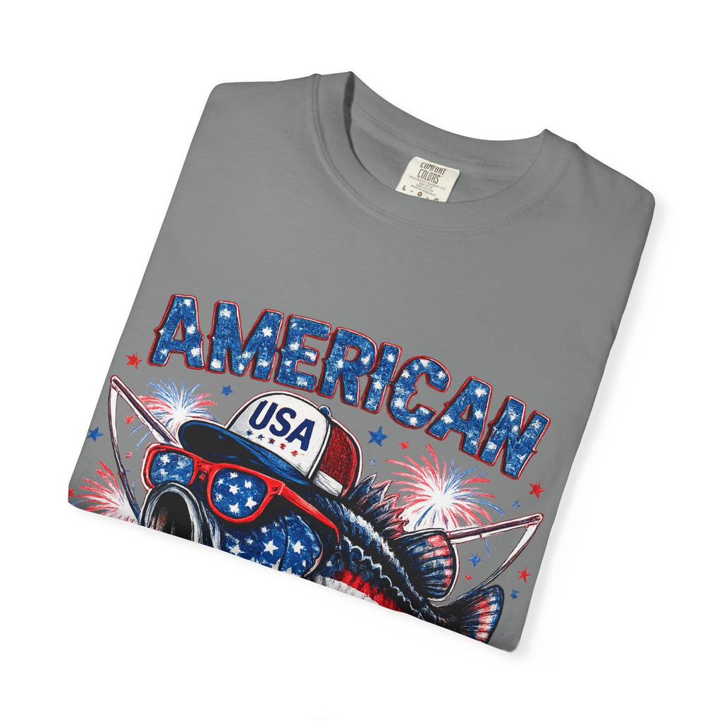 American Rebel Shark Graphic T-Shirt | USA Flag Sunglasses, Fireworks