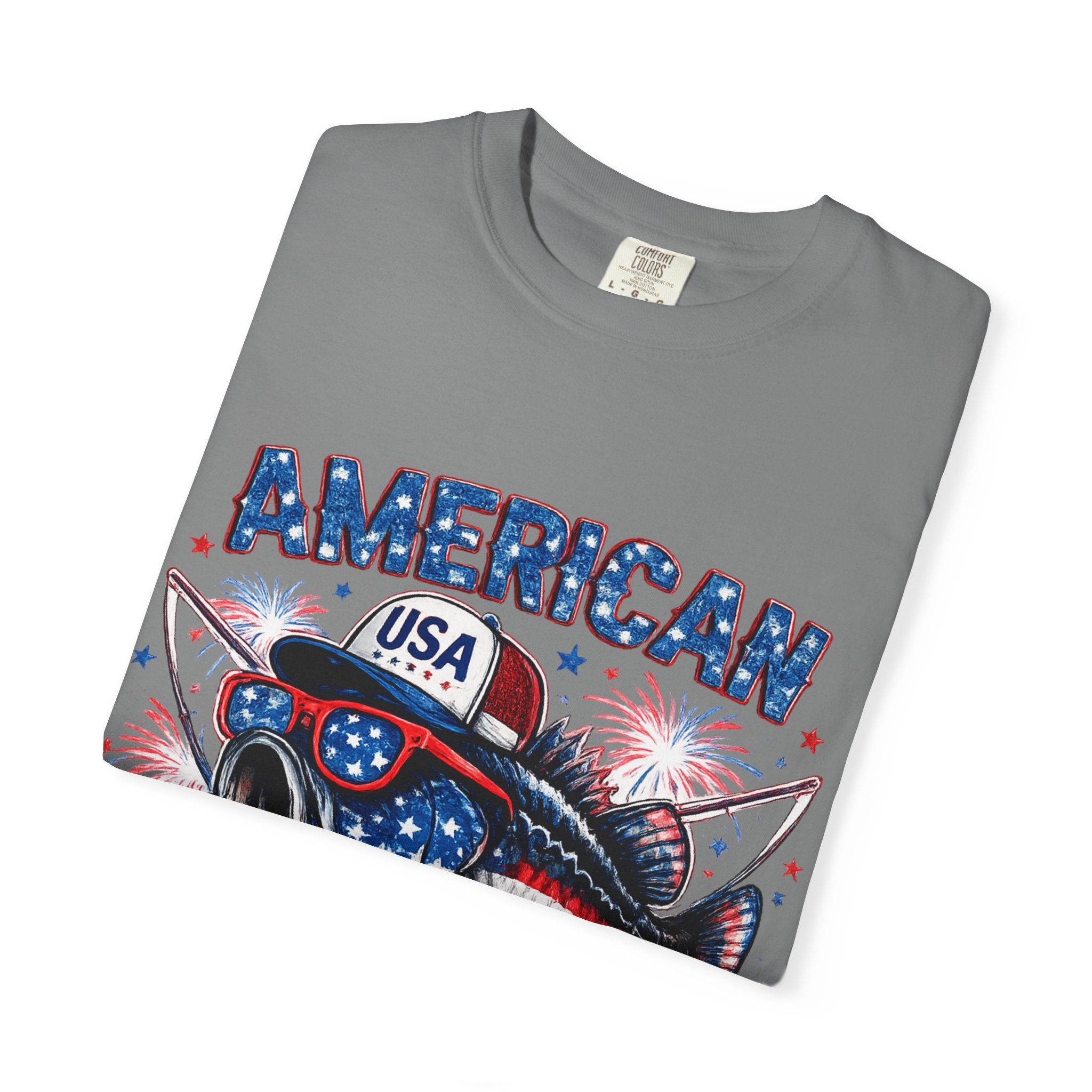 American Rebel Shark Graphic T-Shirt | USA Flag Sunglasses, Fireworks