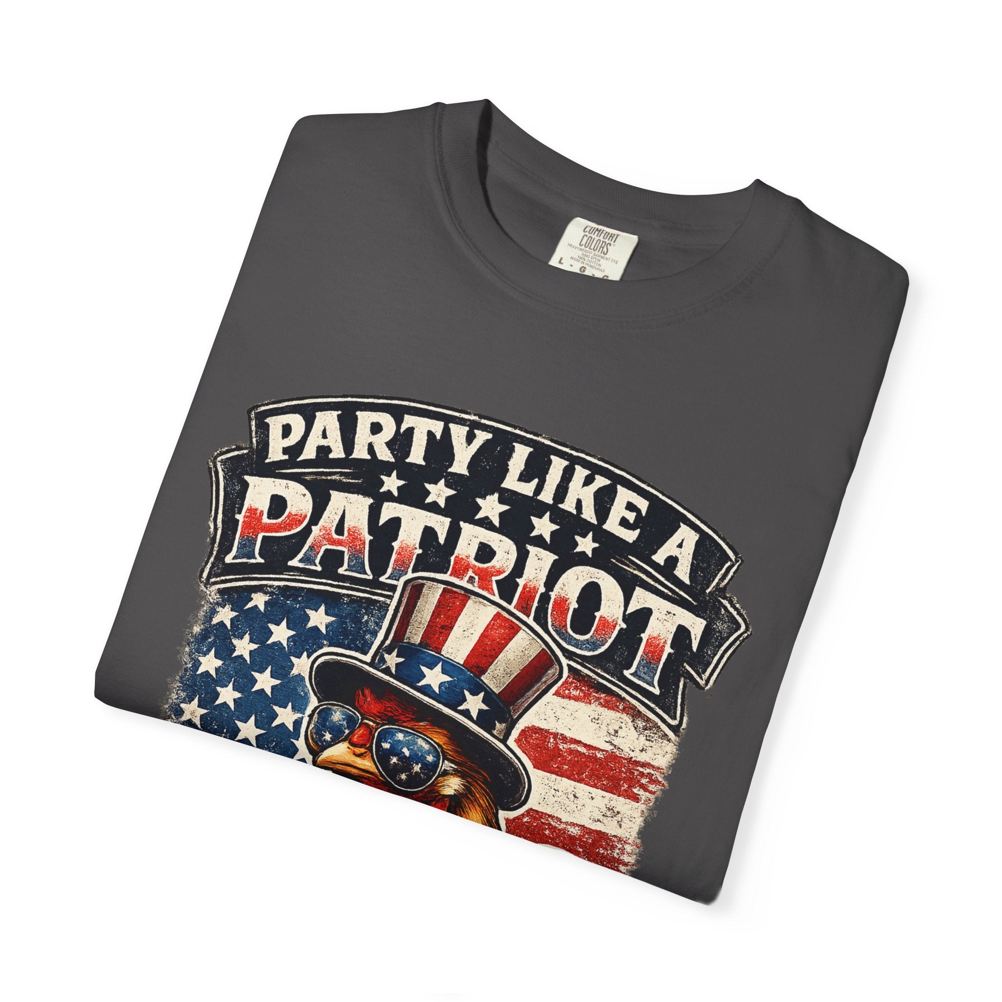 Party Like a Patriot rooster Born to Grill T-Shirt | American BBQ flag