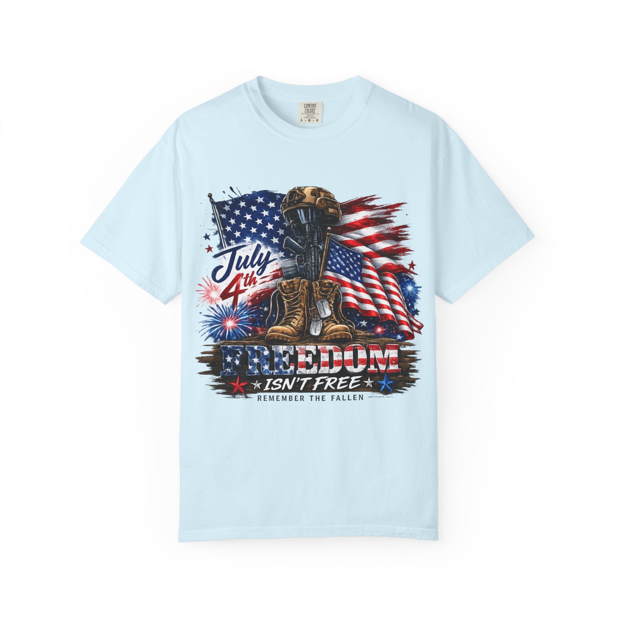 Freedom Isn't Free July 4th Flag Boots T-shirt | Patriotic Memorial Tee