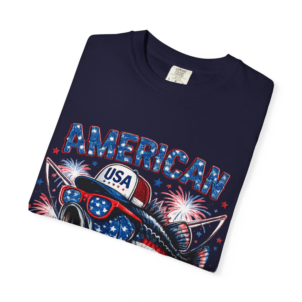 American Rebel Shark Graphic T-Shirt | USA Flag Sunglasses, Fireworks