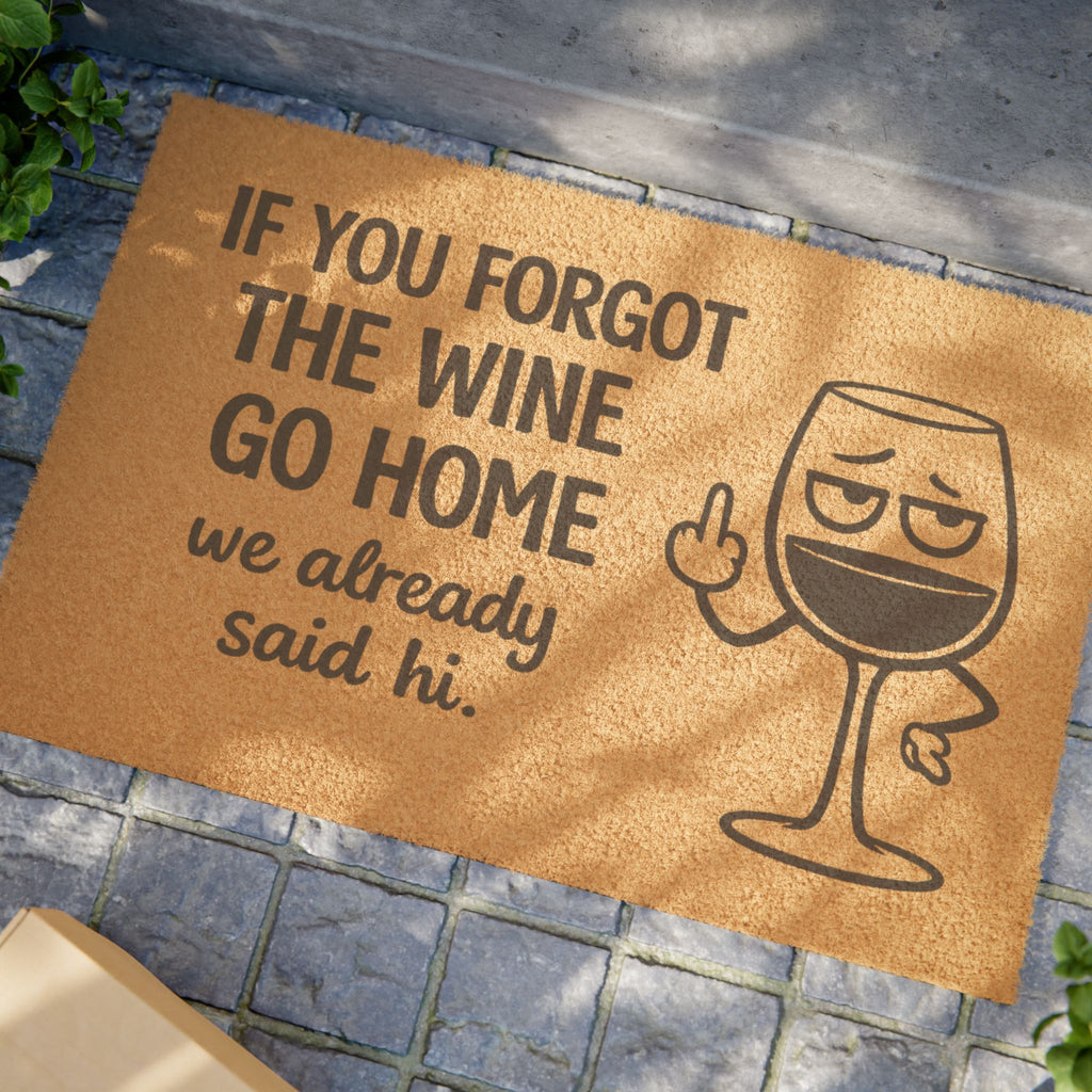 Doormat — Funny Wine Welcome Mat: "If You Forgot The Wine Go Home, We Already Said Hi"
