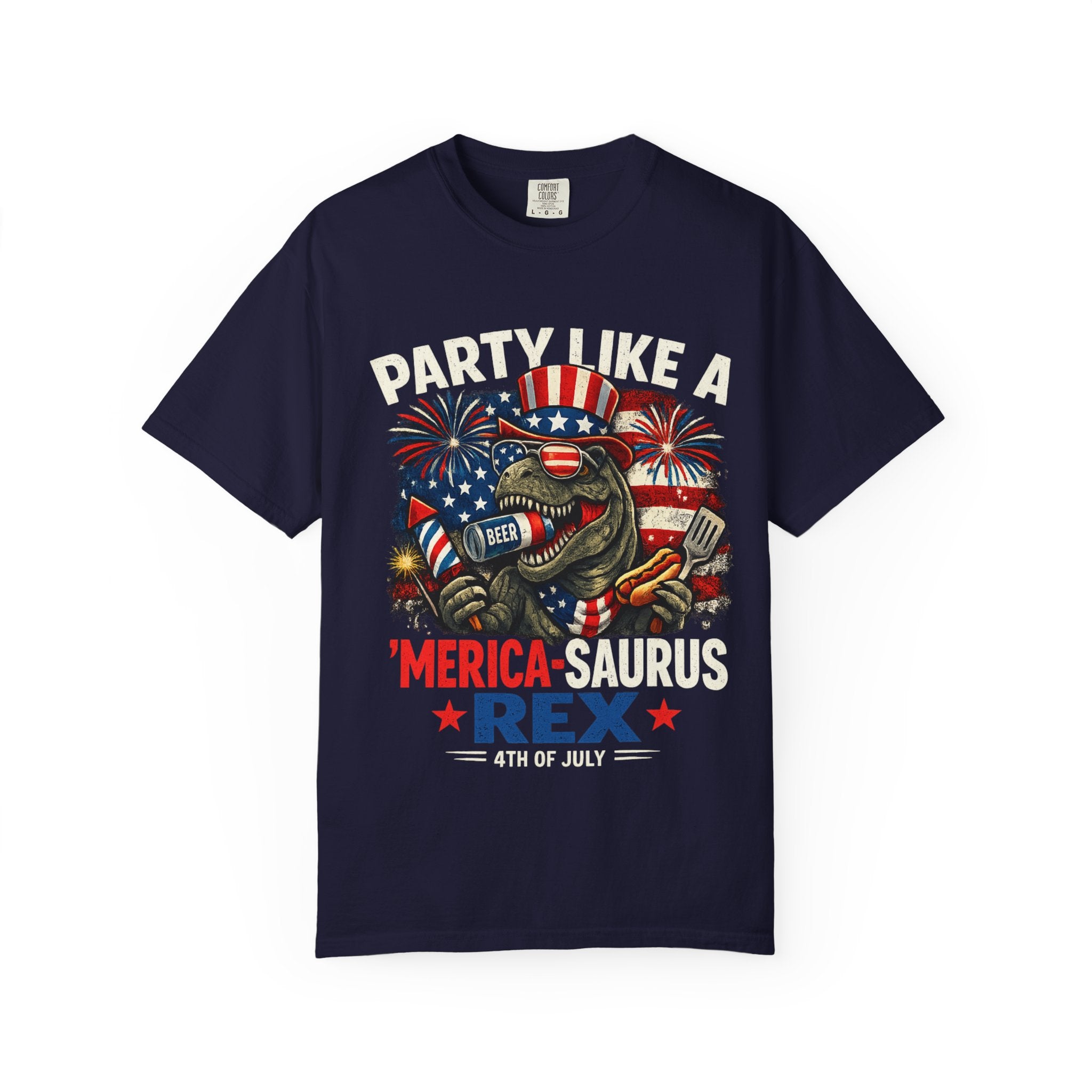 'Merica REX T-Shirt — Patriotic American Flag T-Rex Graphic Tee (Fourth of July)