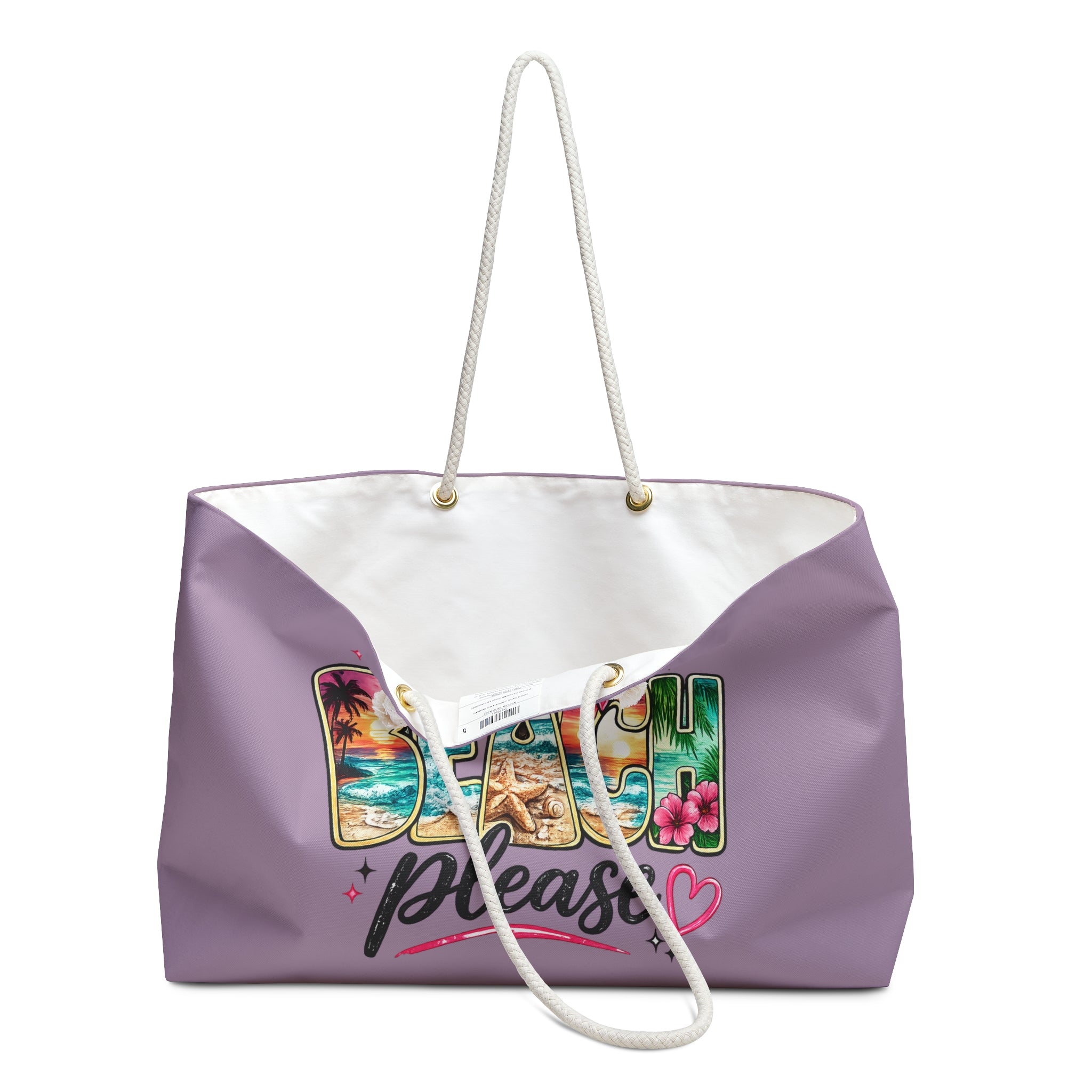 Beach Please Weekender Bag | Tropical Beach Typography with Bow