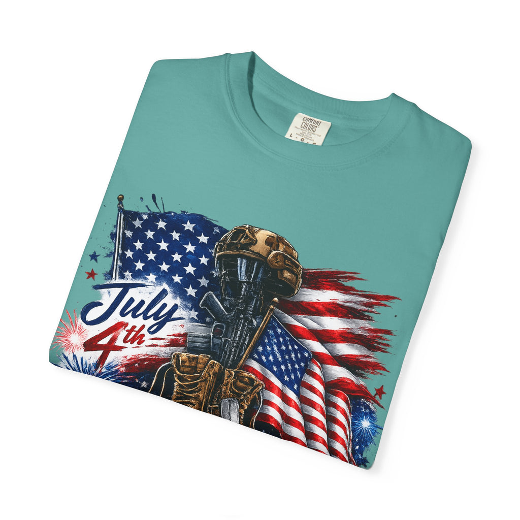 Freedom Isn't Free July 4th Flag Boots T-shirt | Patriotic Memorial Tee