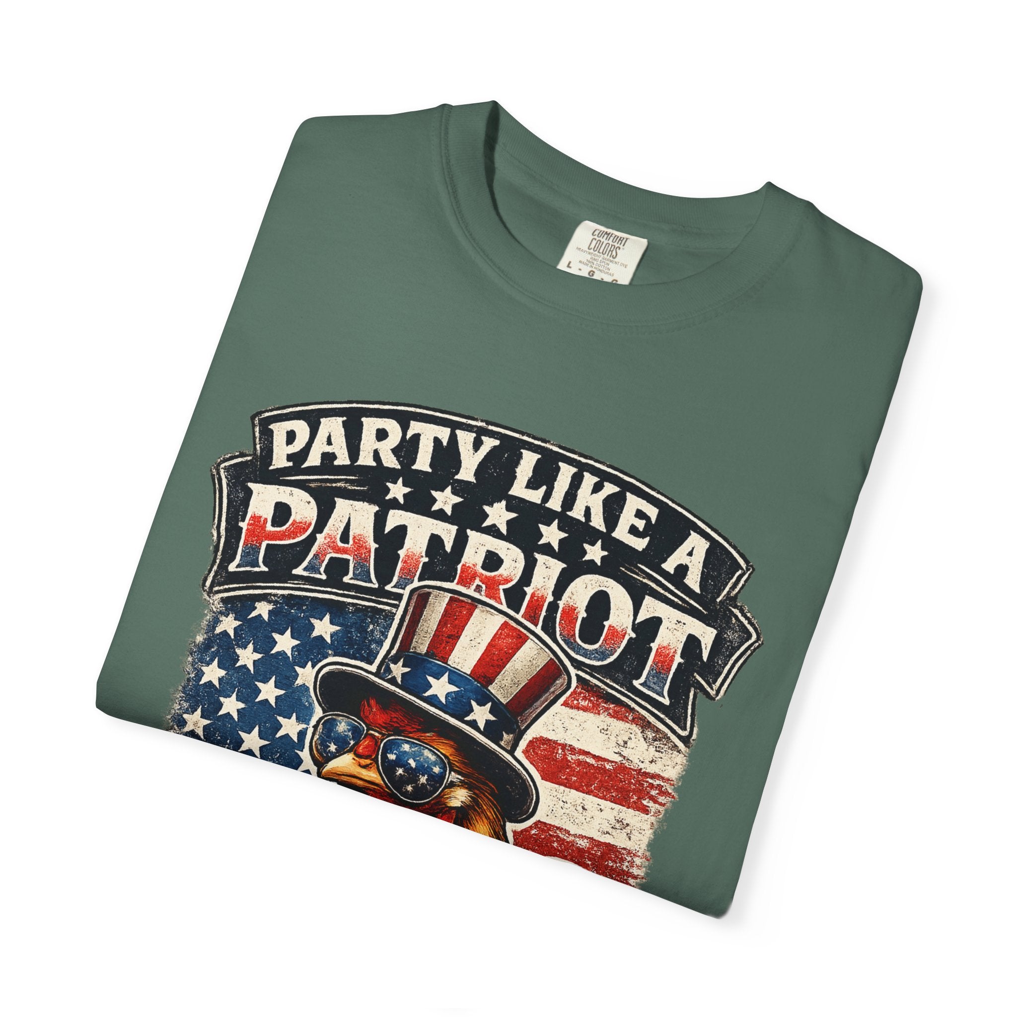 Party Like a Patriot rooster Born to Grill T-Shirt | American BBQ flag