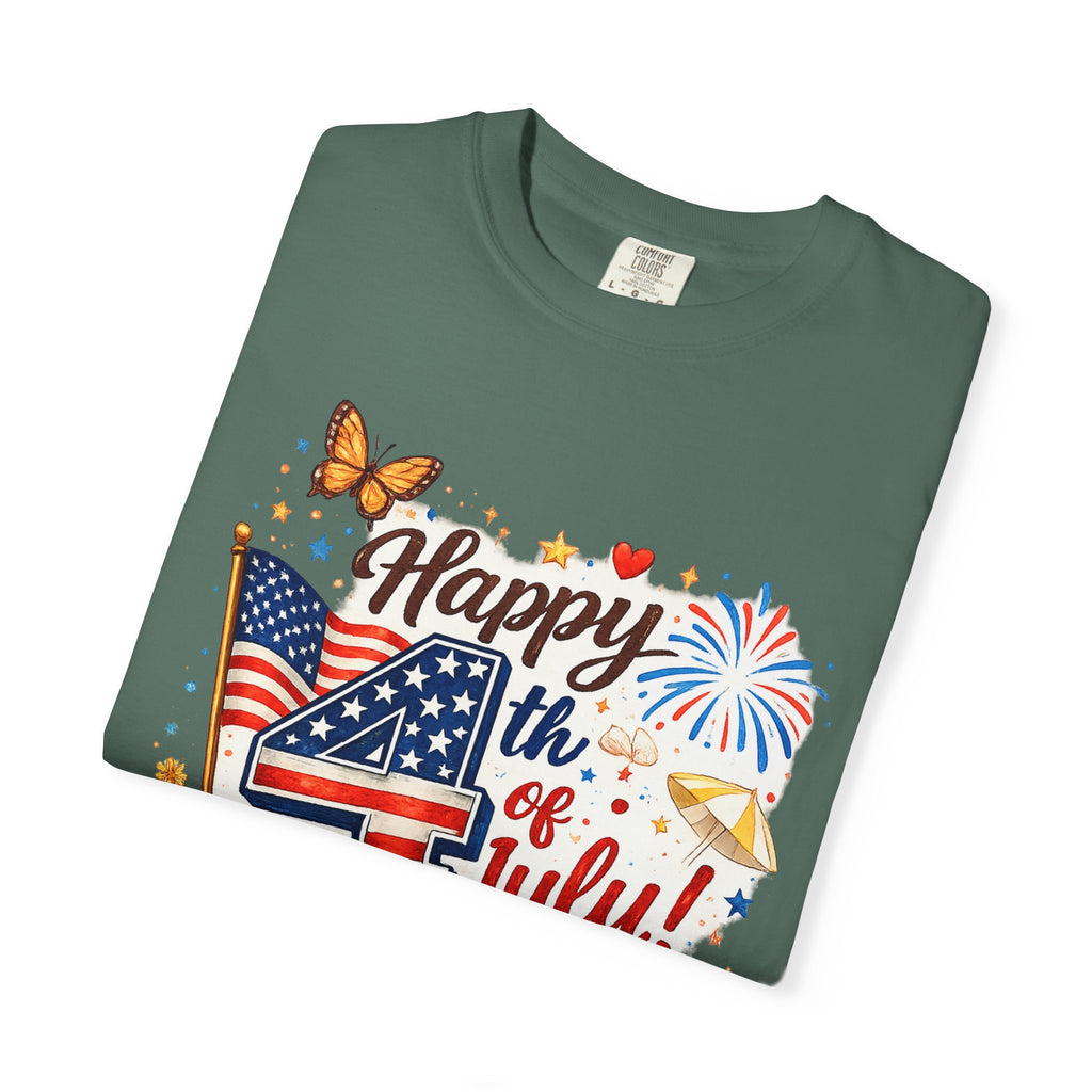 Happy 4th of July BBQ T-Shirt | USA Flag Fireworks Summer