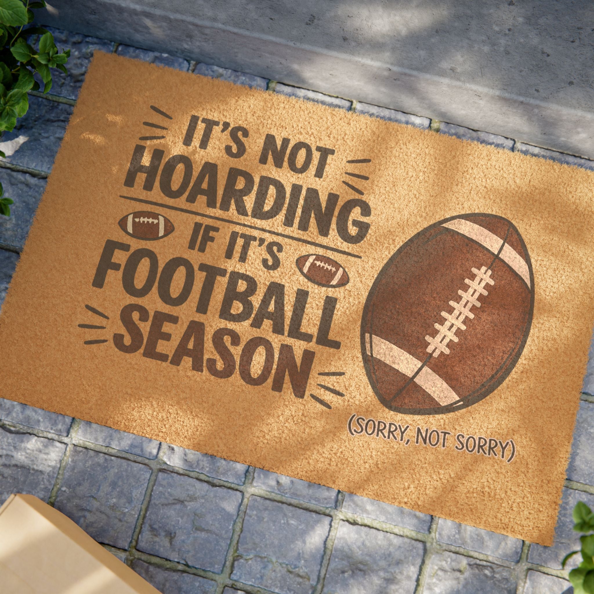 Football Season Doormat – "It's Not Hoarding If It's Football Season" Welcome Mat