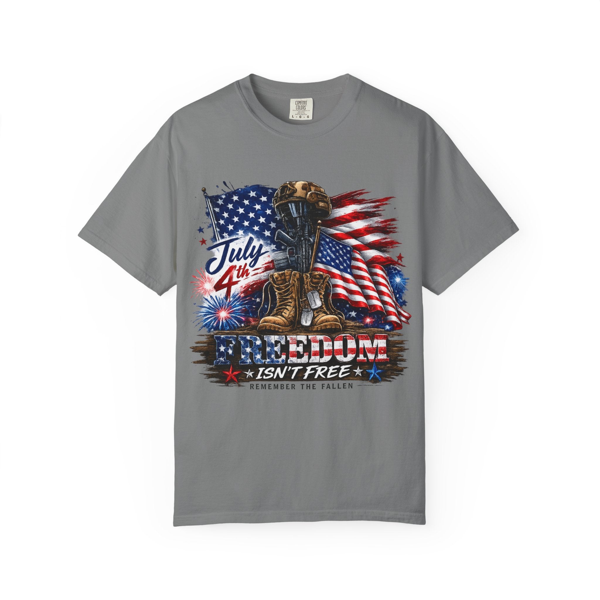 Freedom Isn't Free July 4th Flag Boots T-shirt | Patriotic Memorial Tee