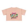 Beach Please graphic Crop Tee | tropical letters, pink bow