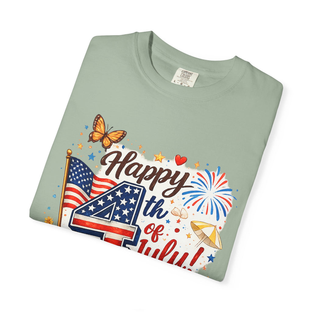 Happy 4th of July BBQ T-Shirt | USA Flag Fireworks Summer