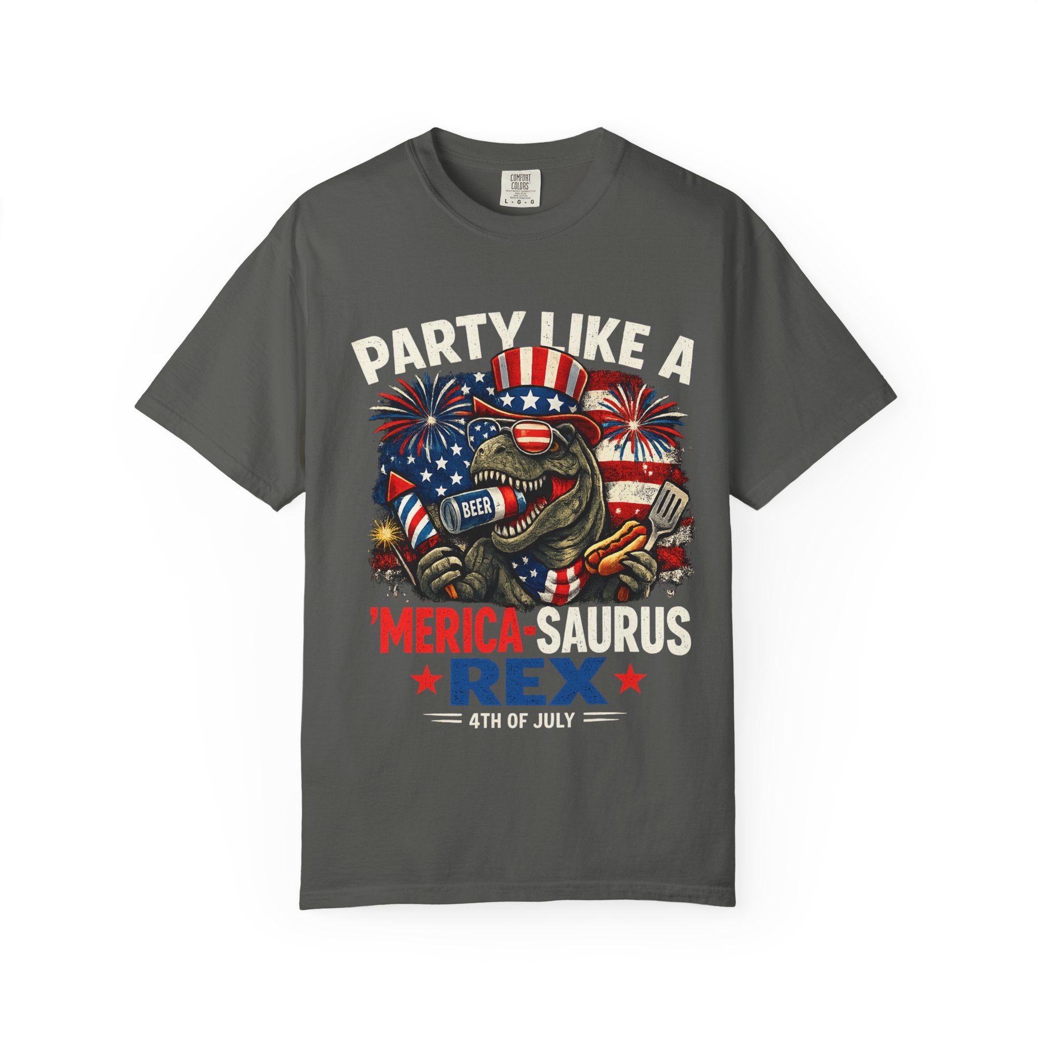 'Merica REX T-Shirt — Patriotic American Flag T-Rex Graphic Tee (Fourth of July)