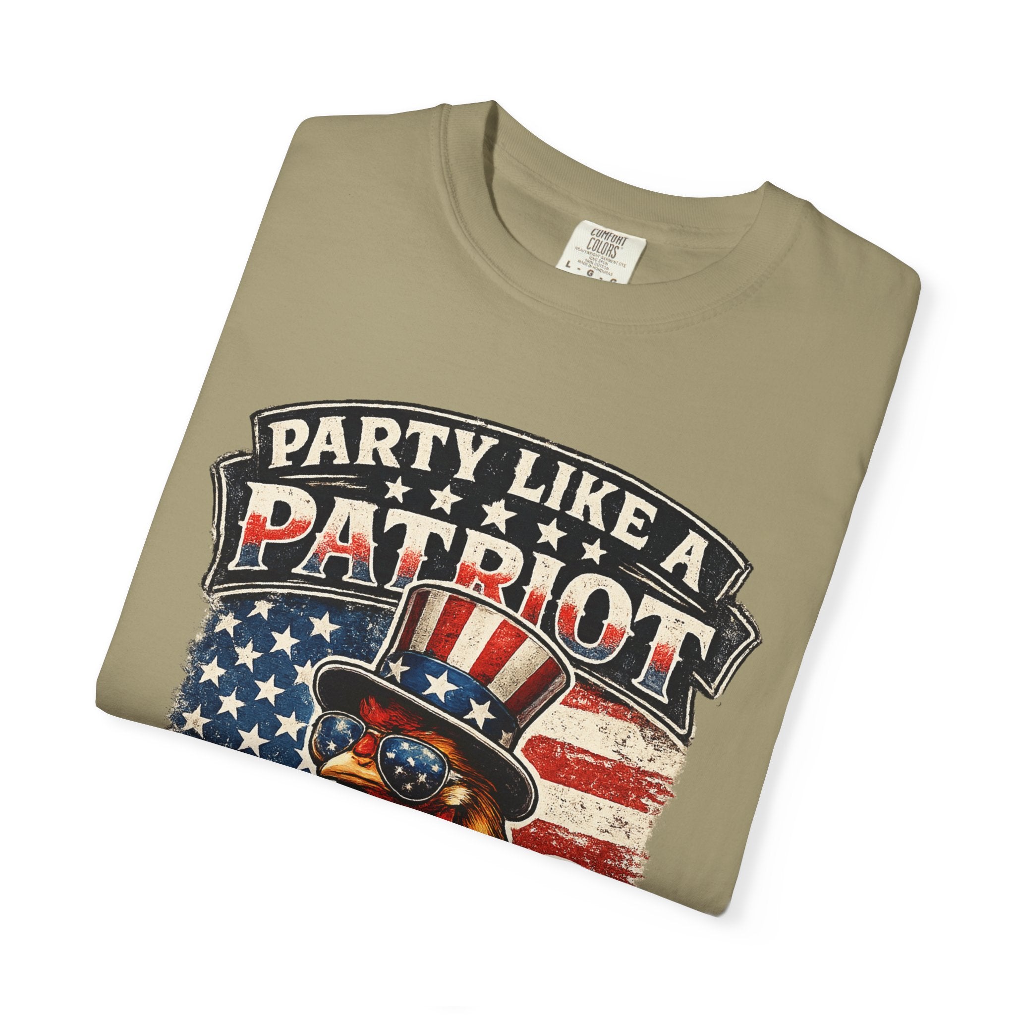 Party Like a Patriot rooster Born to Grill T-Shirt | American BBQ flag