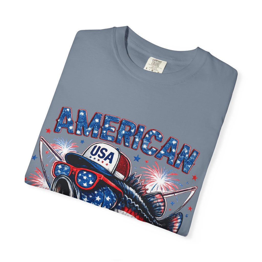 American Rebel Shark Graphic T-Shirt | USA Flag Sunglasses, Fireworks