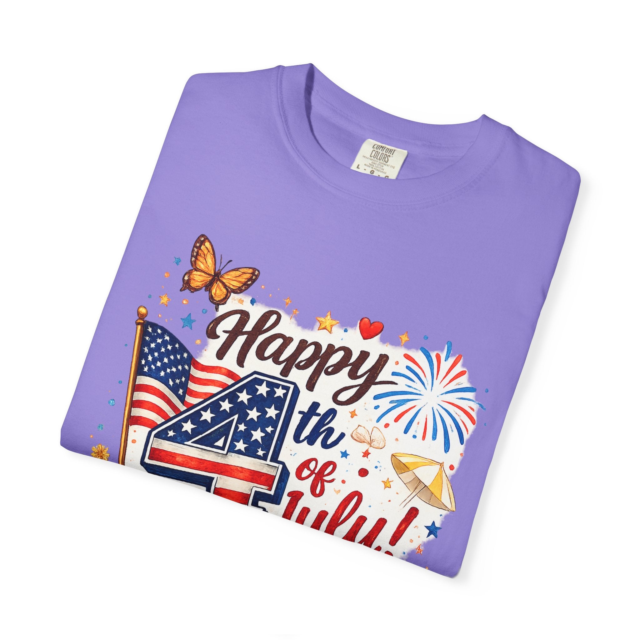 Happy 4th of July BBQ T-Shirt | USA Flag Fireworks Summer