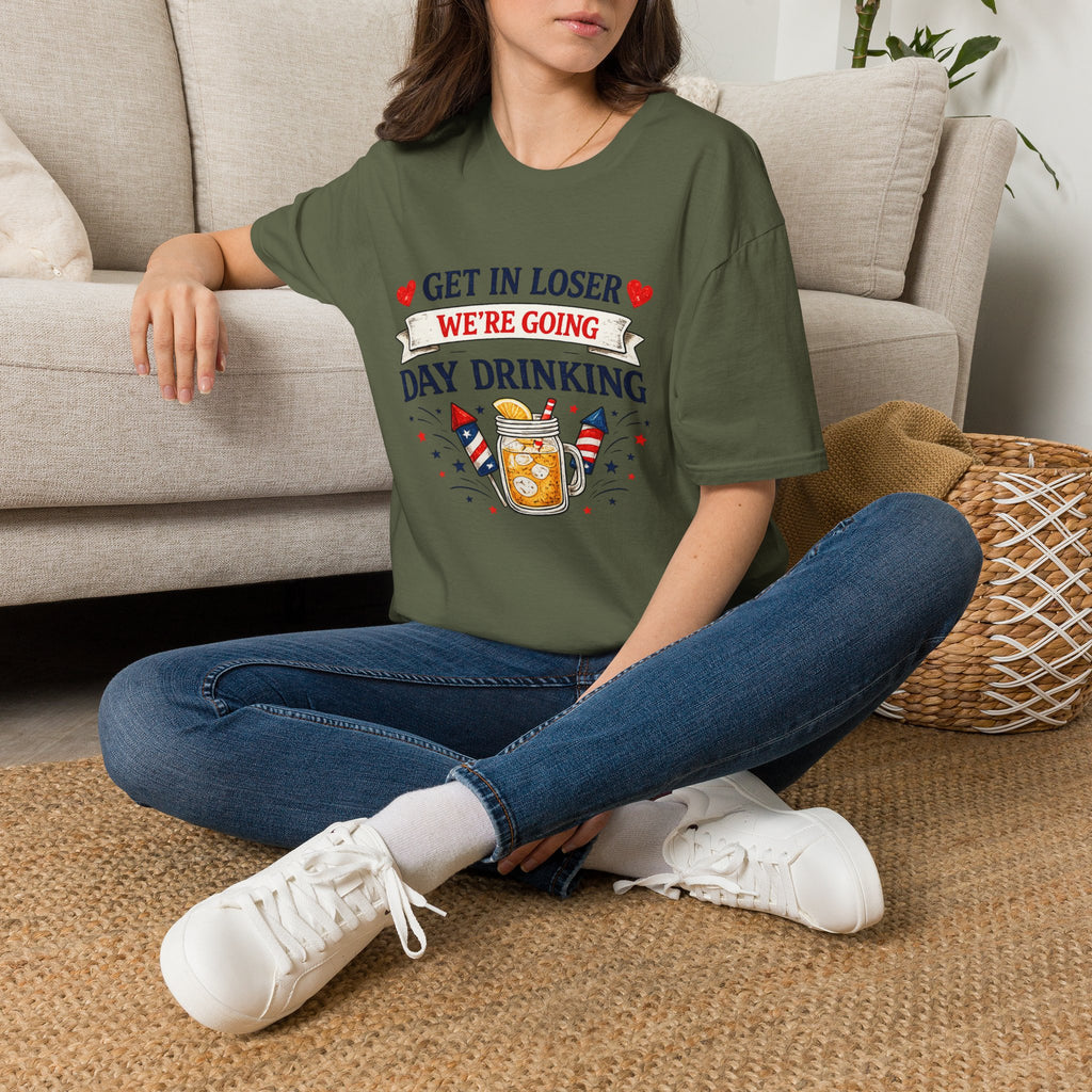 Get In Loser We're Going Day Drinking T-Shirt | Cocktail Graphic Tee