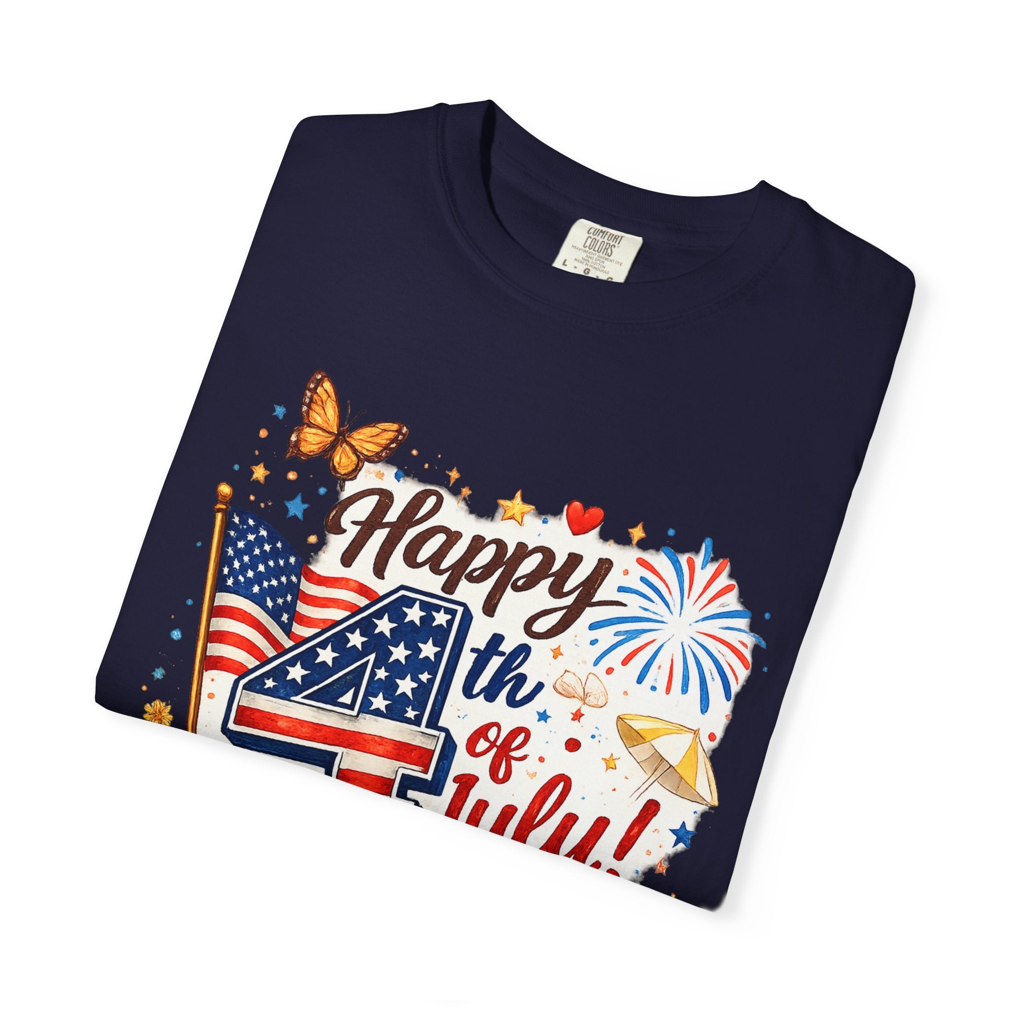Happy 4th of July BBQ T-Shirt | USA Flag Fireworks Summer