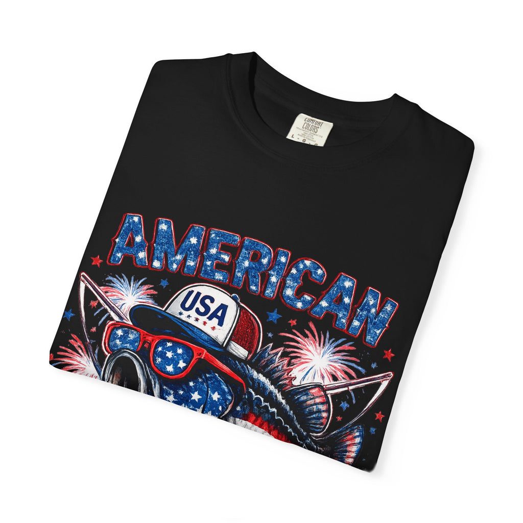 American Rebel Shark Graphic T-Shirt | USA Flag Sunglasses, Fireworks