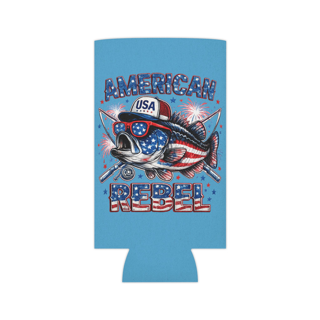 American Rebel Fish Can Cooler | Patriotic USA Fishing Koozie