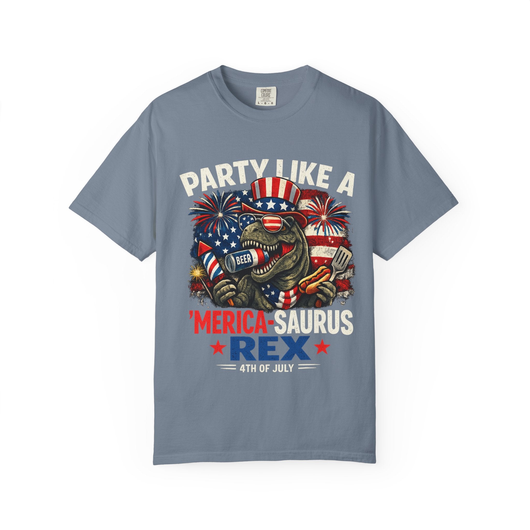 'Merica REX T-Shirt — Patriotic American Flag T-Rex Graphic Tee (Fourth of July)