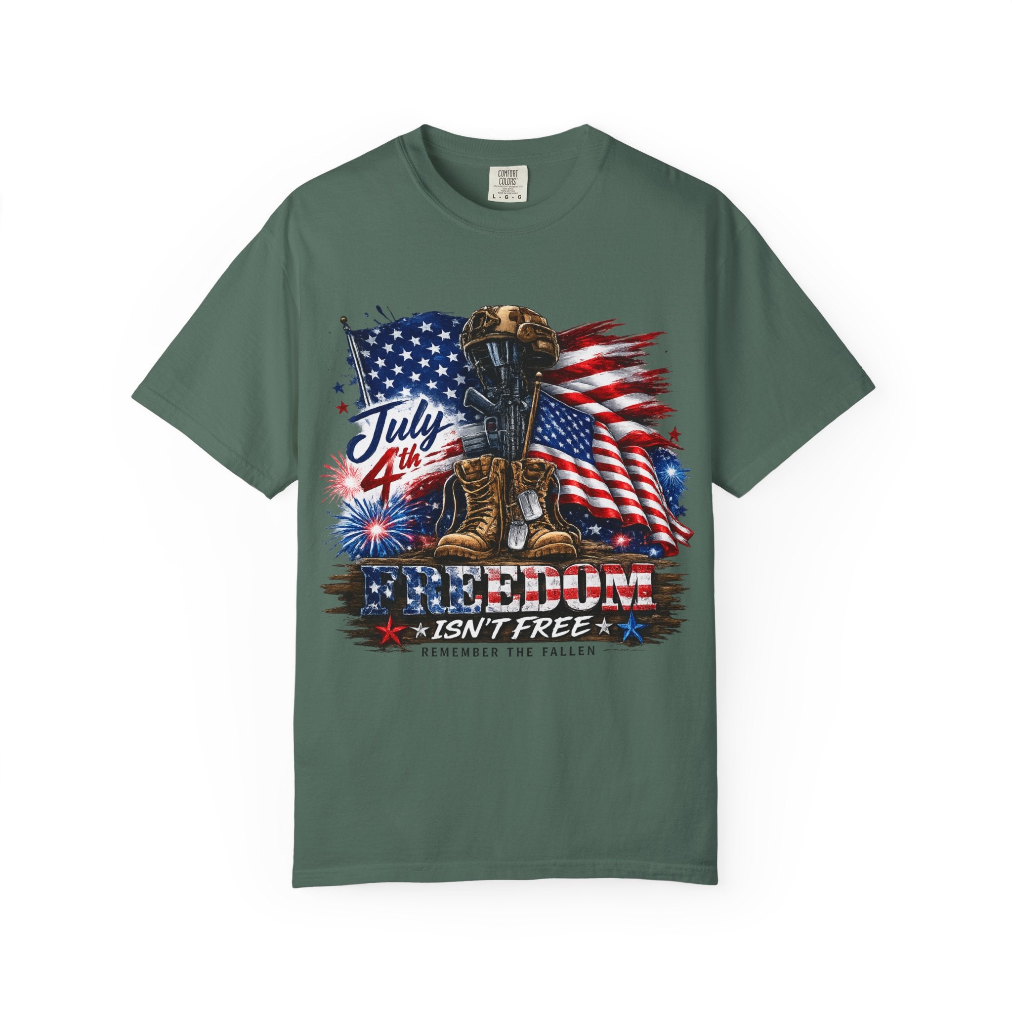 Freedom Isn't Free July 4th Flag Boots T-shirt | Patriotic Memorial Tee