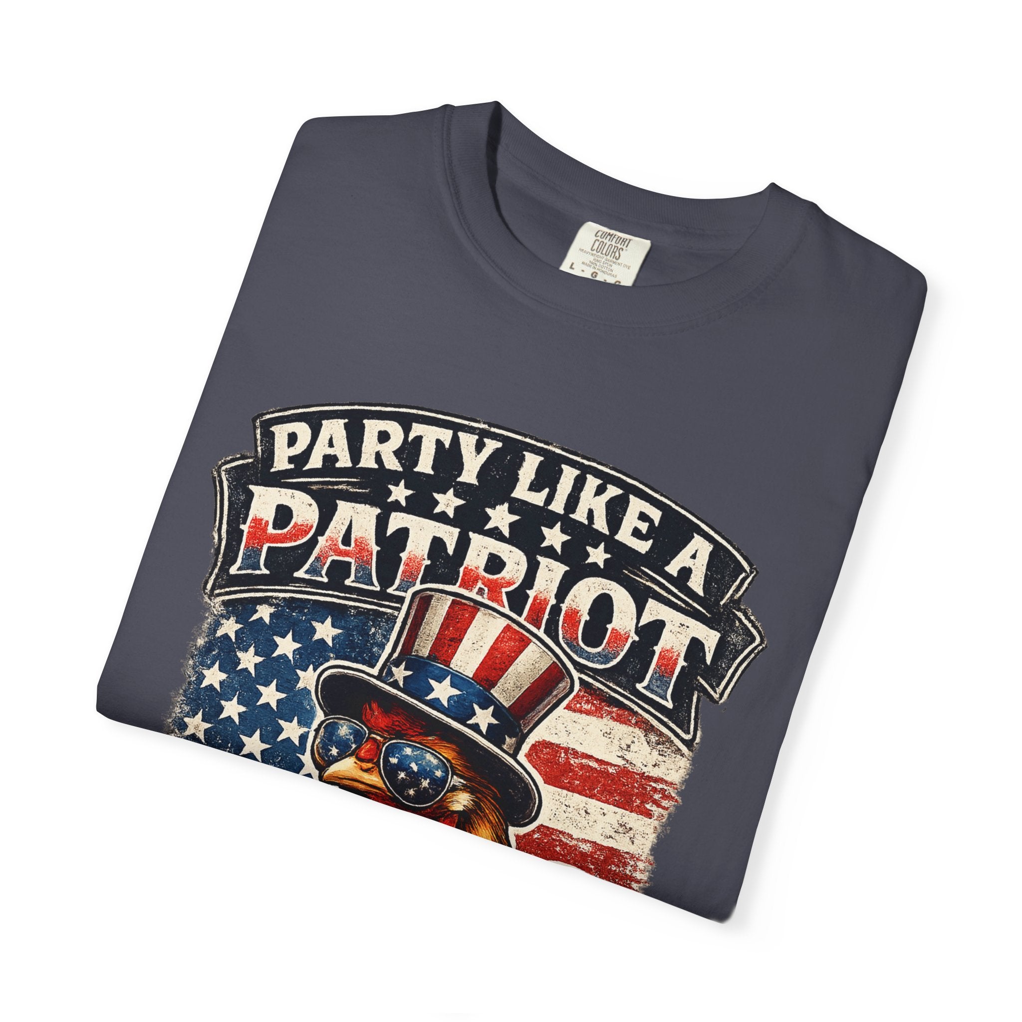 Party Like a Patriot rooster Born to Grill T-Shirt | American BBQ flag