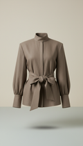 Ash Brown Blouse with Structured Collar